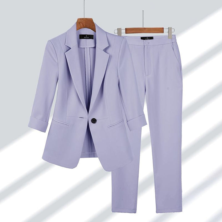 2-piece Women's Suit with Blazer and Trousers - Olivia-Purple-M-The Livary