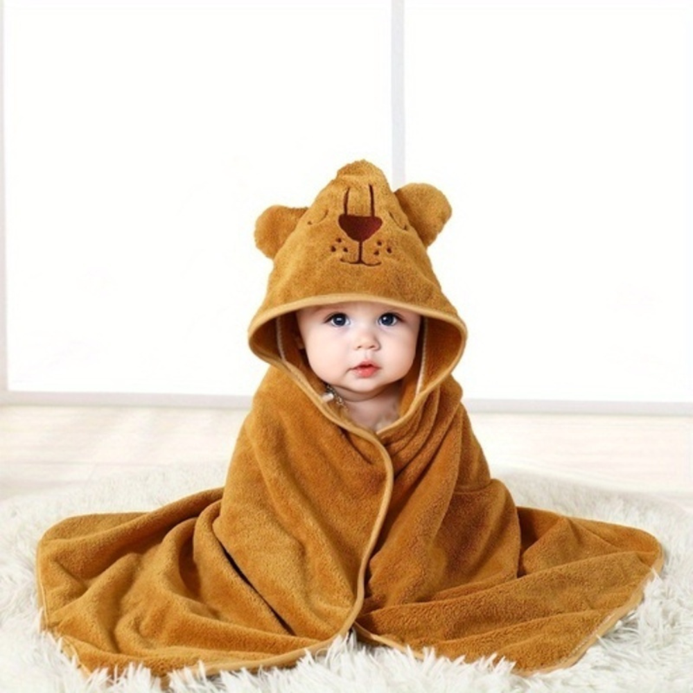 Baby bath cape with hood – SnuggleSplash-Bear-The Livary