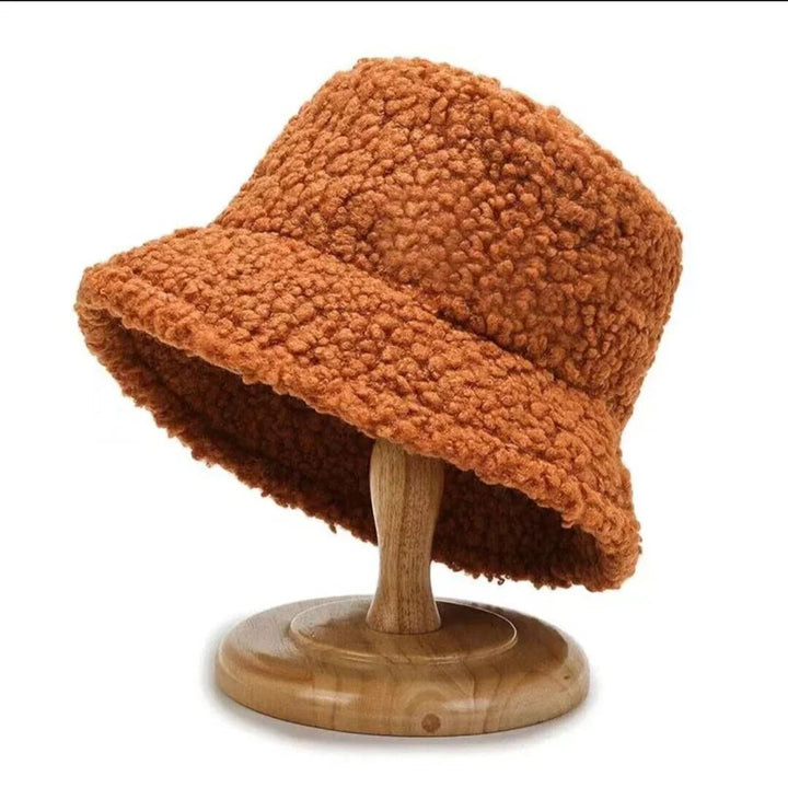 Warm Fashionable Teddy Bucket Hat - Livia-Brown-The Livary