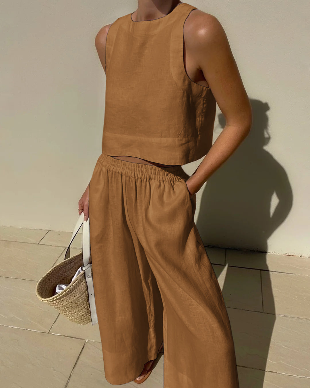 Two-piece women's outfit with skirt & top – Stylish & versatile – Narela-Khaki-S-The Livary