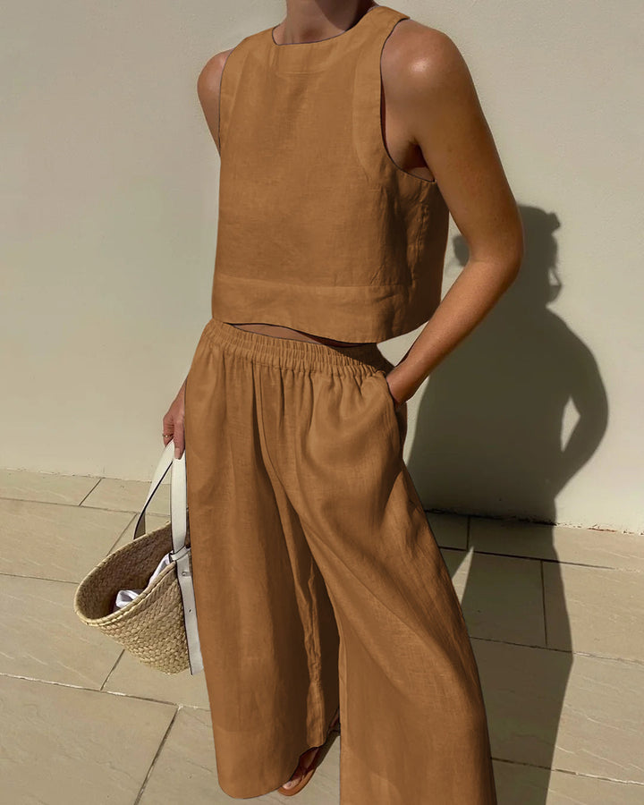 Two-piece women's outfit with skirt & top – Stylish & versatile – Narela-Khaki-S-The Livary