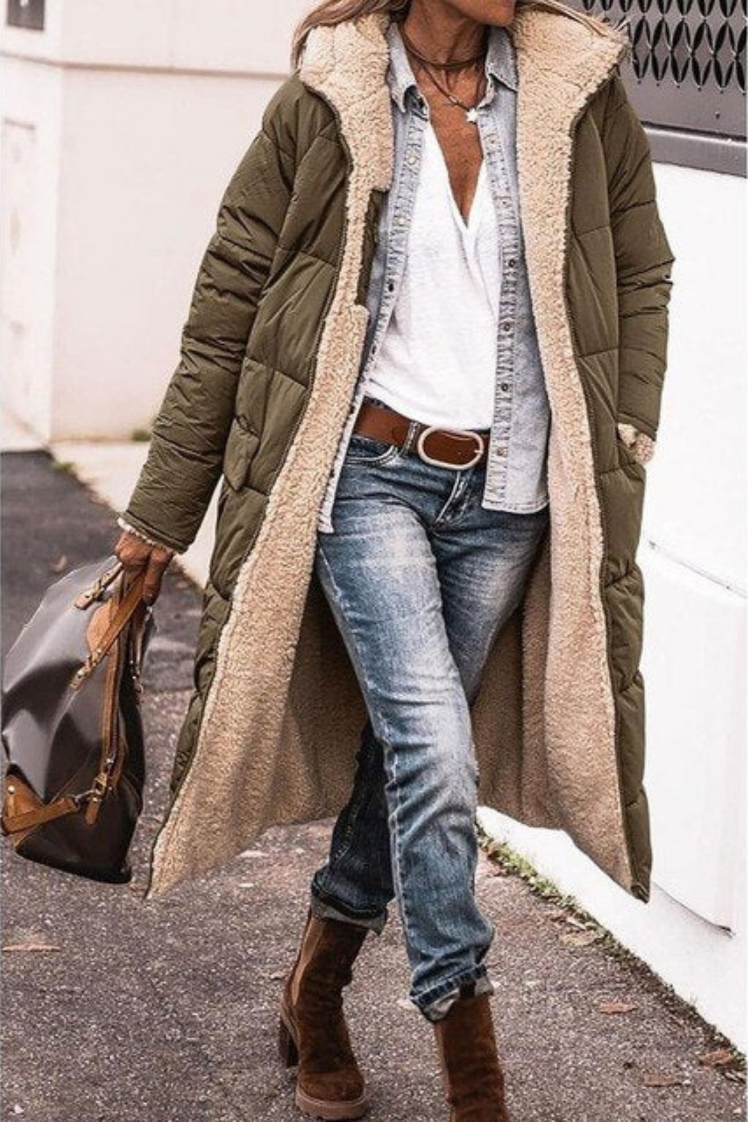 Trendy Double-Sided Ladies Winter Coat - Sofia-Olive green-S-The Livary