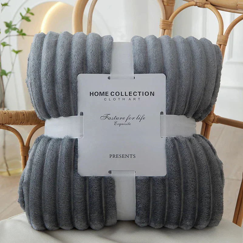 Wide Striped Flannel Fleece Blanket - CozyStripe