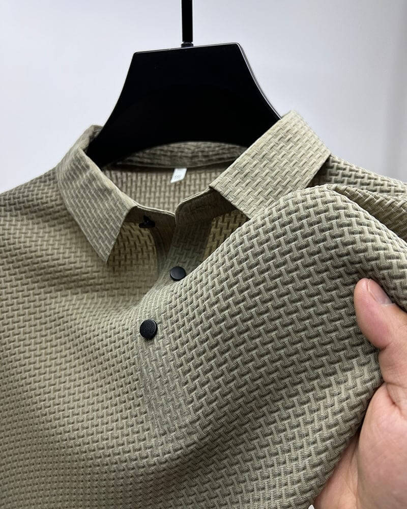 Men's Polo Shirt in Breathable Mesh - Matteo-Khaki-M-The Livary