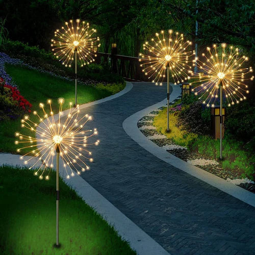 Waterproof Solar Garden Light with Firework Effect – SparkGlow-Multicoloured-The Livary