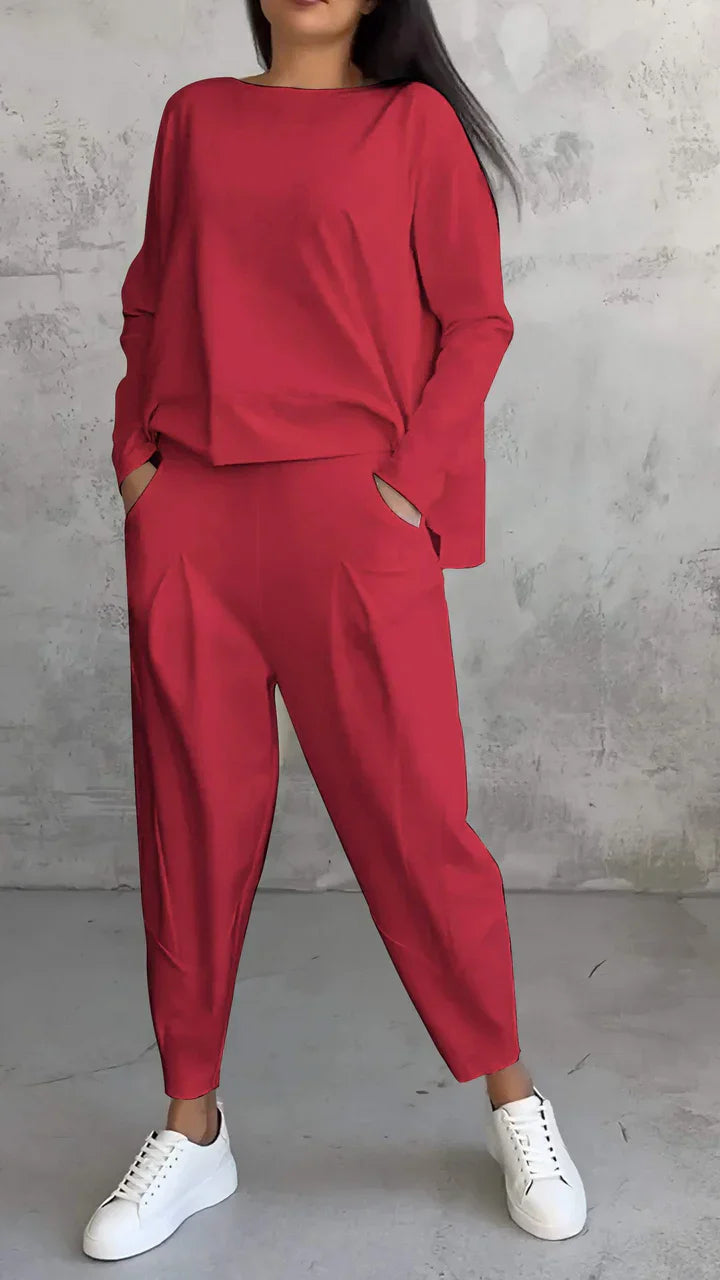 Trendy Casual Women's Clothing Set - Brooklyn-Red-S-The Livary