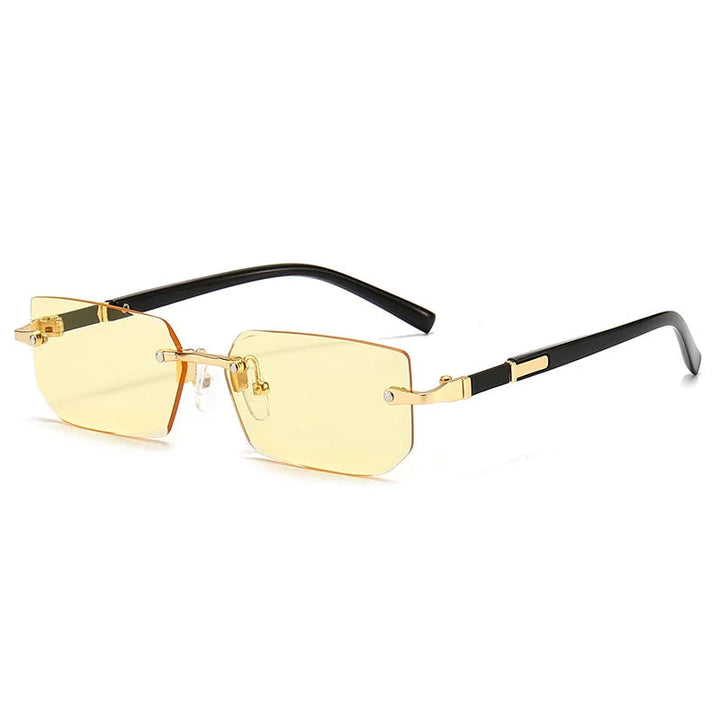 Stylish rectangular sunglasses without a frame for women - KlaraView-Yellow-The Livary