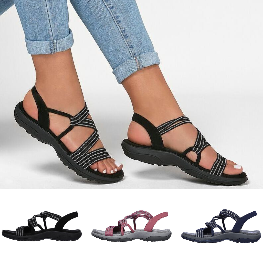 Orthopaedic ladies' sandals with adjustable straps – Elvira-Black-3-The Livary