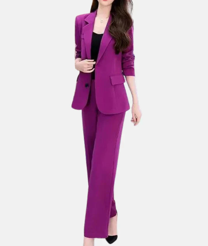 Stylish Trouser Suit with Tailored Blazer - Isabella-Purple-S-The Livary
