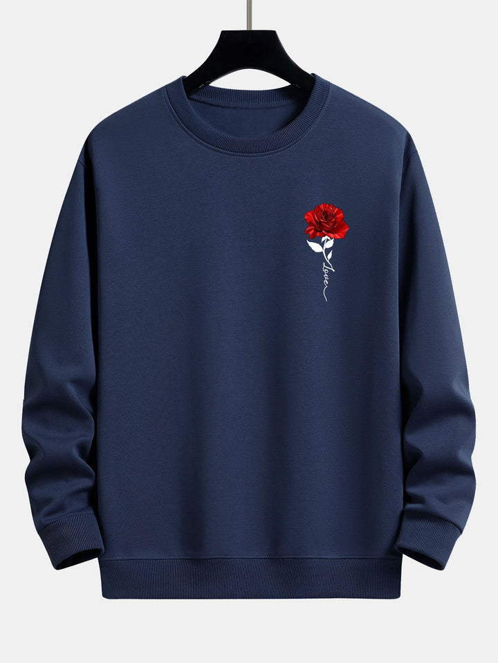Ladies' Rose Print Sweatshirt - Amelia-Dark blue-S-The Livary