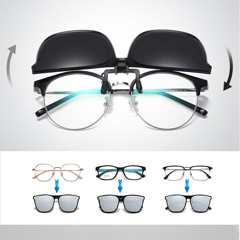Polarising sunglasses clip for glasses wearers – buy 1, get 1 free – Felix-Blue-The Livary