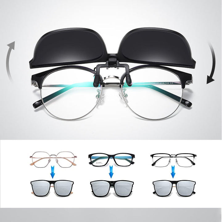 Polarising sunglasses clip for glasses wearers – buy 1, get 1 free – Felix-Blue-The Livary