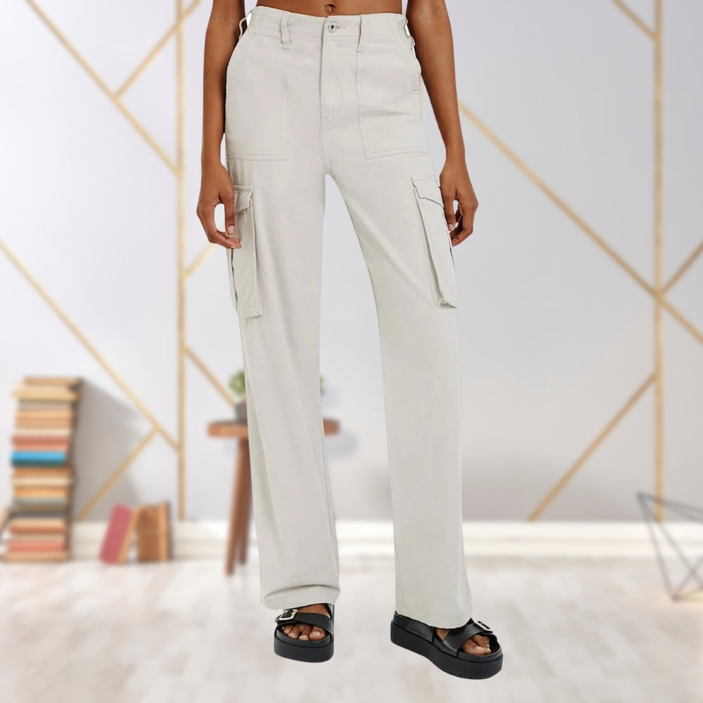 Slim-Fit Ladies Cargo Trousers - Maya-Light grey-S-The Livary
