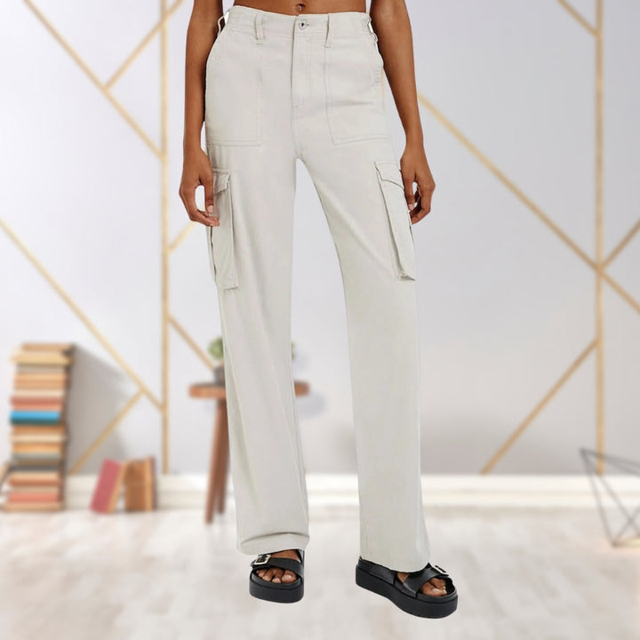 Slim-Fit Ladies Cargo Trousers - Maya-Light grey-S-The Livary