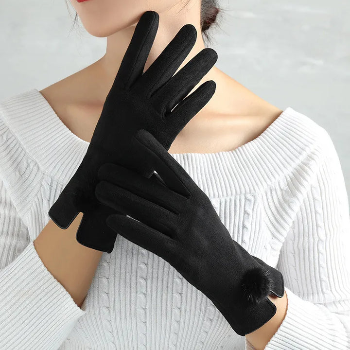 Stylish Autumn and Winter Gloves for Women - Amelia-Black 2-The Livary