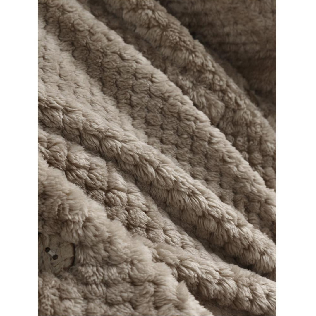 Trendy Cut Fleece Jacket with Hood - FleeceLux-White-S-The Livary