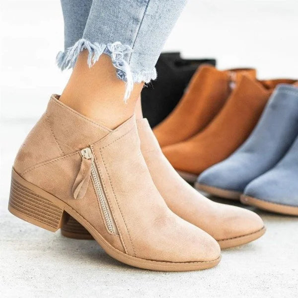 Orthopaedic Leather Ankle Boots - Helena-Beige-4.5-The Livary