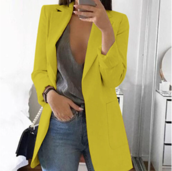 Trendy Ladies Blazer Vest - Elise-Yellow-S-The Livary