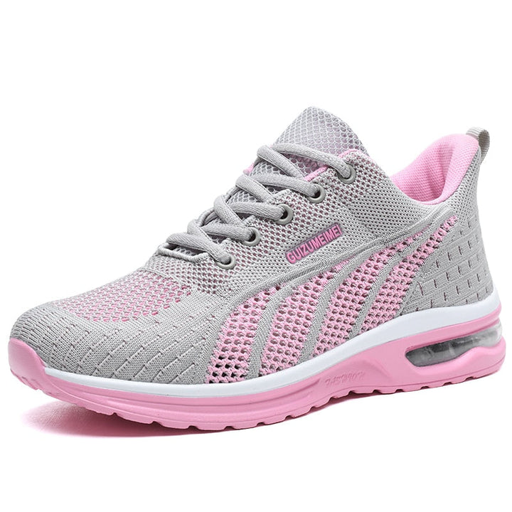 GlideMotion Run | Ergonomic Trainers with Cushioned Heel for Women-Grey-pink-2.5-The Livary