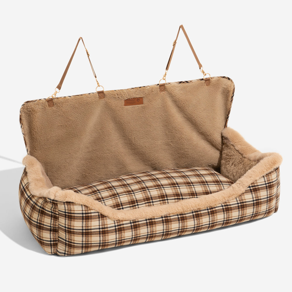 Plush Car Seat for Pets – RideSafe CozySeat-Brown-Single-The Livary