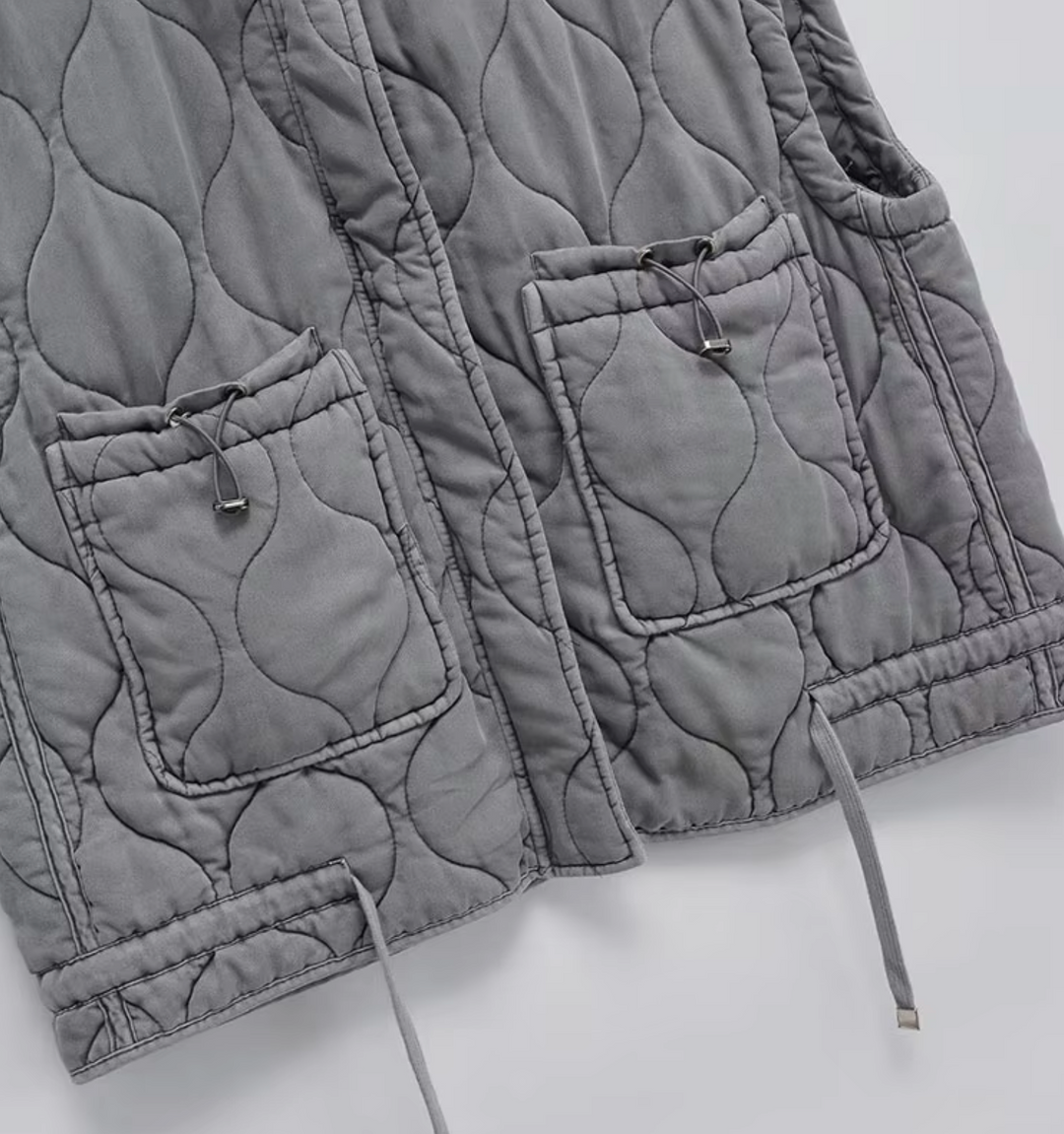 Grey Sleeveless Cotton Waistcoat – Thalia-XS-The Livary