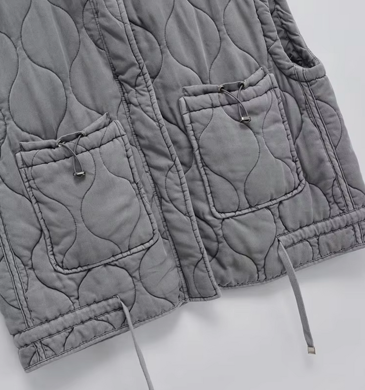 Grey Sleeveless Cotton Waistcoat – Thalia-XS-The Livary
