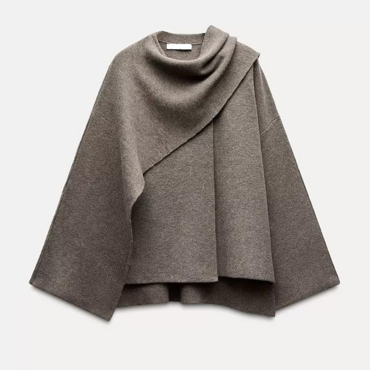 Stylish Ladies Winter Poncho - Ella-Grey-S-The Livary
