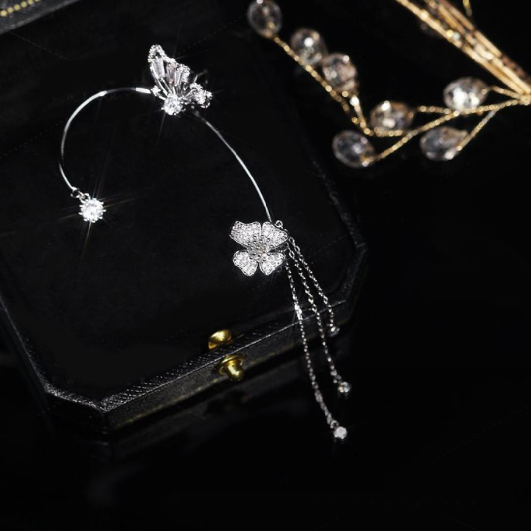 Unique Butterfly Earrings - Aurelia-Silver-Only right-The Livary