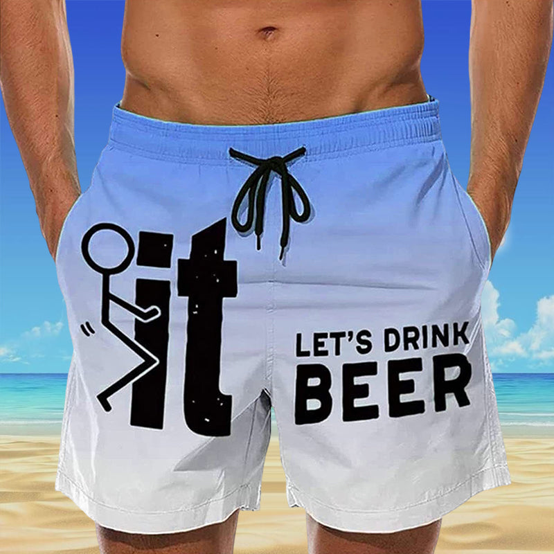 Hawaii Men's Swim Shorts with Elastic Waistband – Fabio-Blue-2XS-The Livary