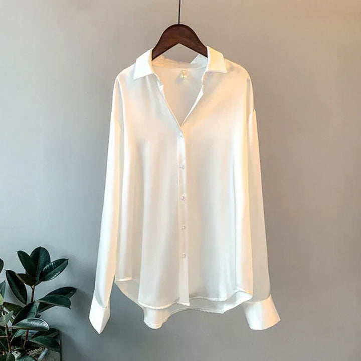 Stylish Satin Women's Blouse - Elina-White-S-The Livary