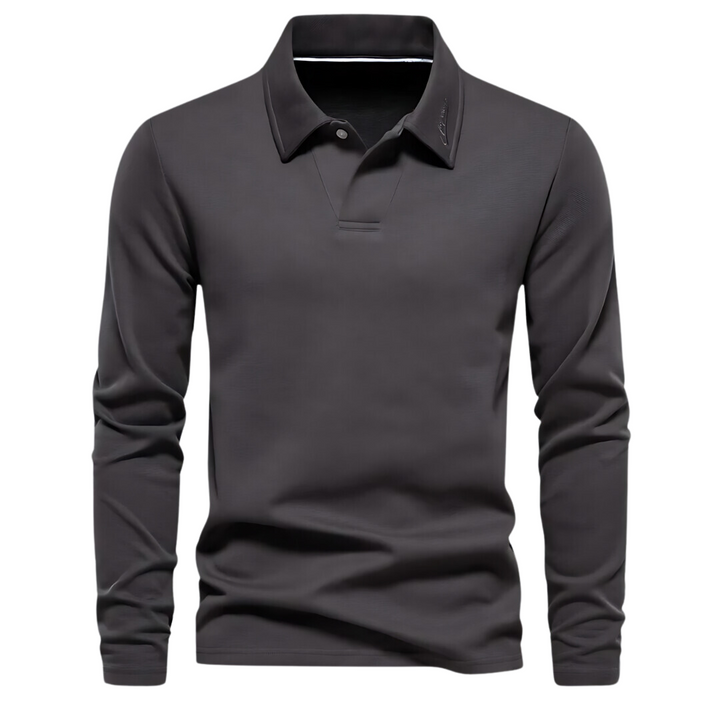 Men's Polo Long Sleeves - Vince-Dark grey-S-The Livary