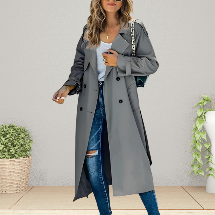 Elegant women's trench coat for the transitional period – Isabelle-Gray-S-The Livary