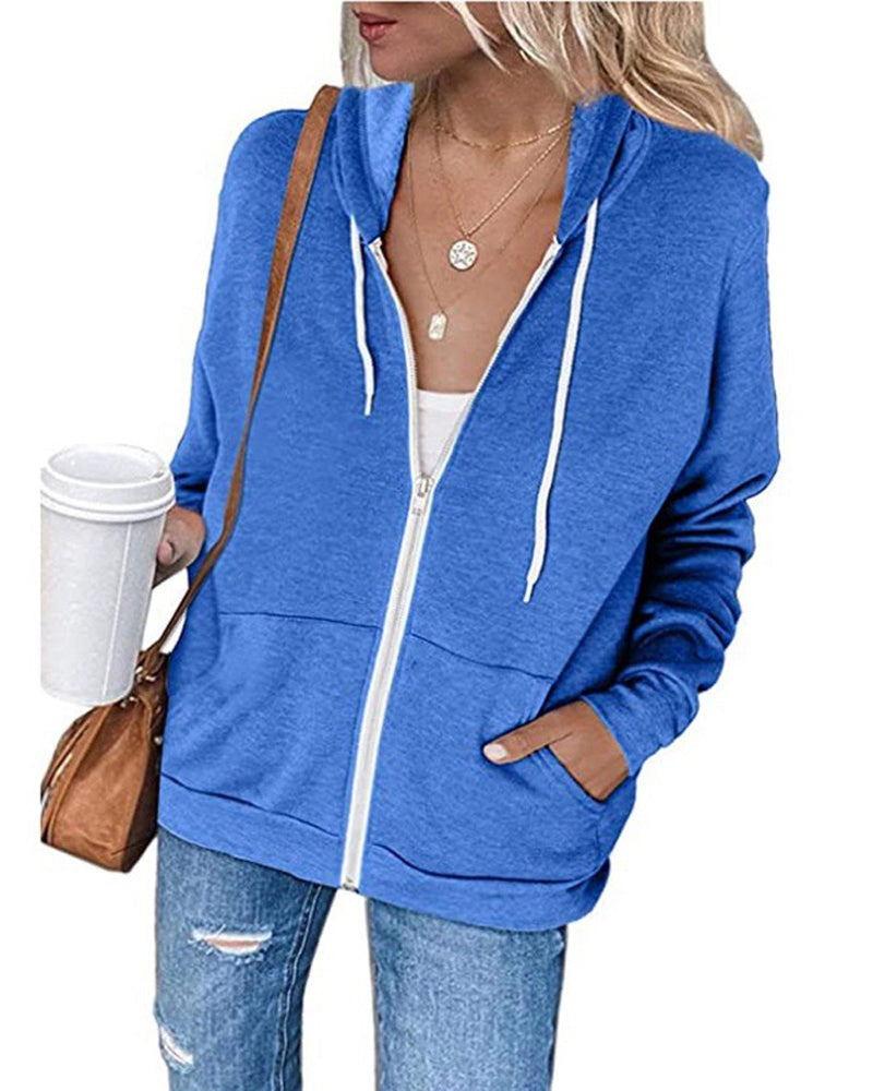 Plain Ladies Jacket with Pockets - Emma-Blue-S-The Livary
