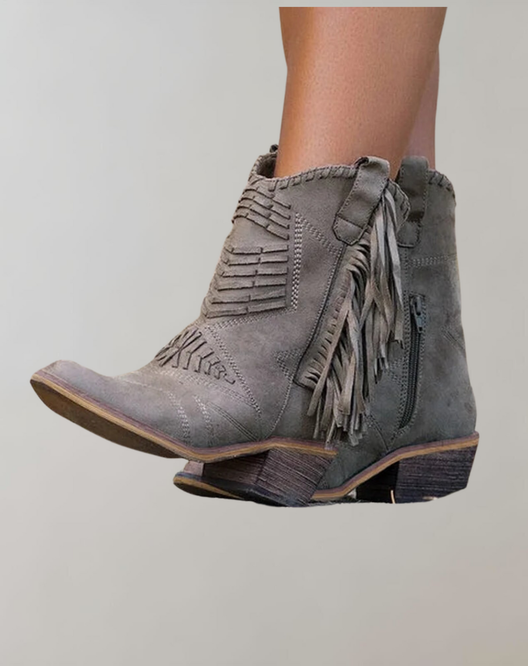 Stylish Women's Boots with Tassels - Selena-Khaki-2.5-The Livary