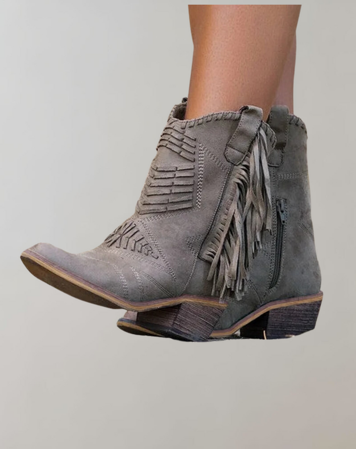 Stylish Women's Boots with Tassels - Selena-Khaki-2.5-The Livary