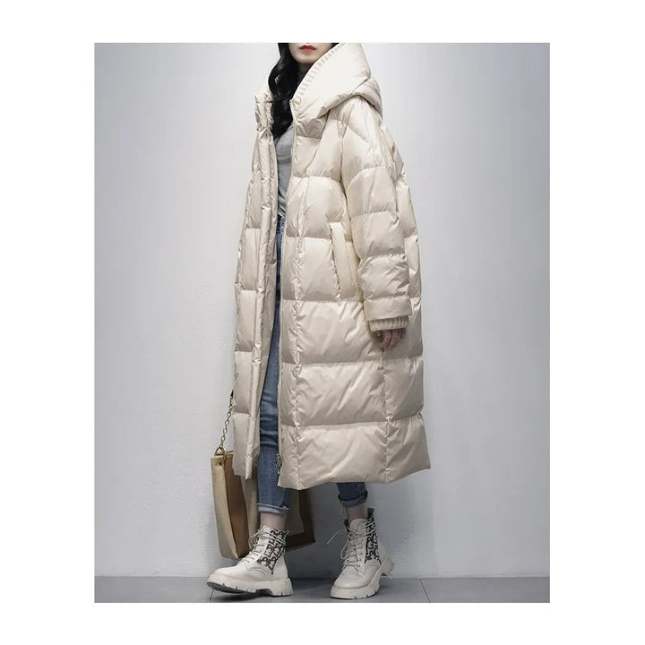 Long Ladies Winter Jacket - Amara-White-S-The Livary