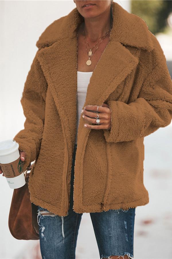 Trendy Jacket with Stand-Up Collar and Zipper - Amara-Brown-S-The Livary