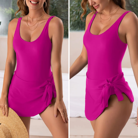 Push-up swimsuit with skirt & body-shaping effect – Nela-Fuchsia Pink-M-The Livary