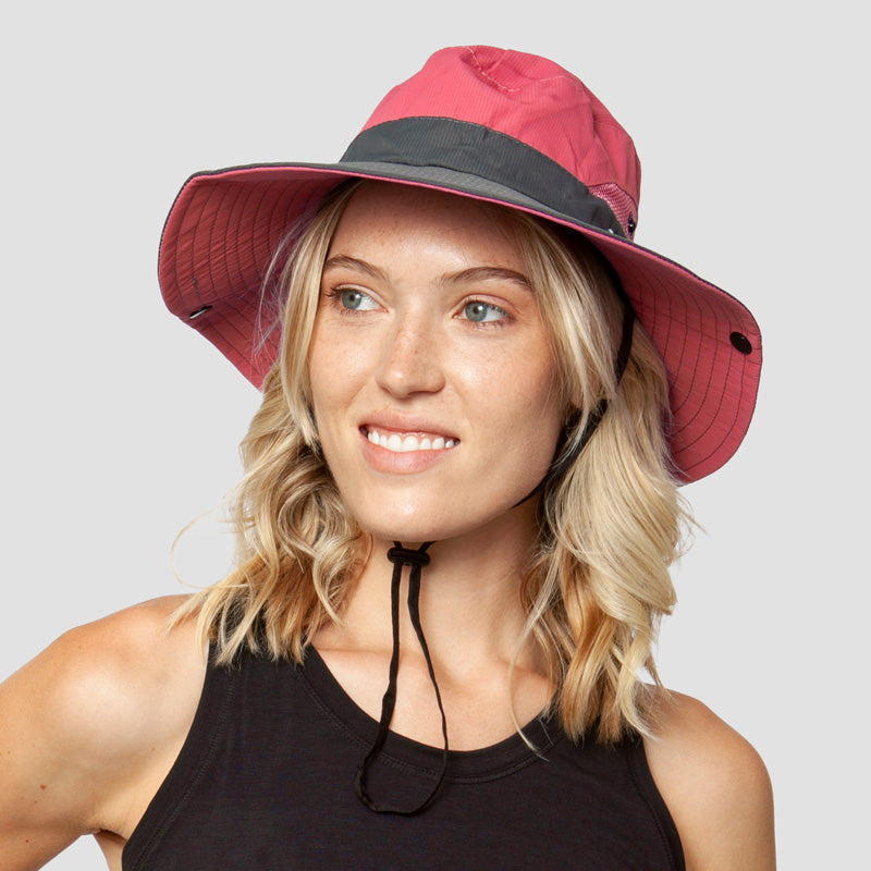 Breathable UV Protection Women's Sun Hat Foldable with Ponytail Opening – Liane (Buy 1, Get 1 FREE)-Watermelon red-The Livary