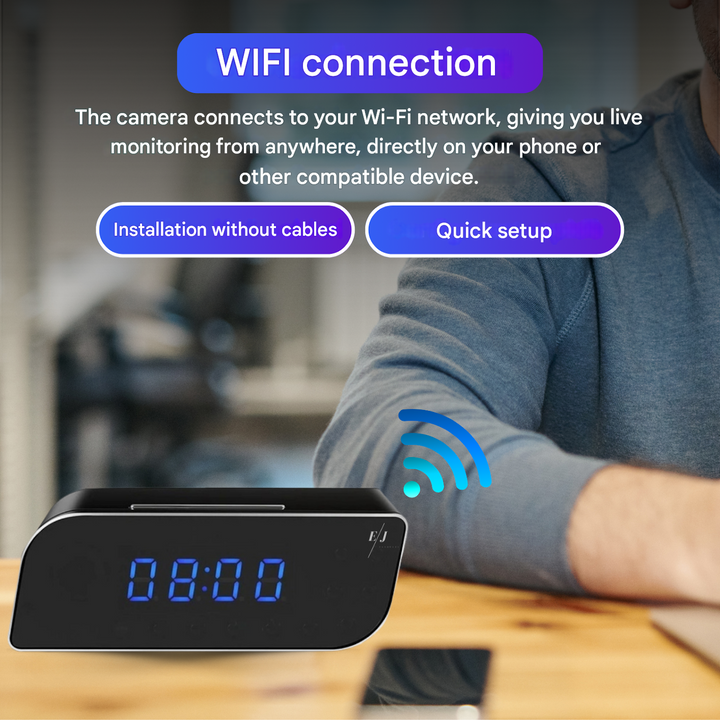Digital Alarm Clock with Hidden Surveillance Camera – StealthClock Cam-No memory-The Livary