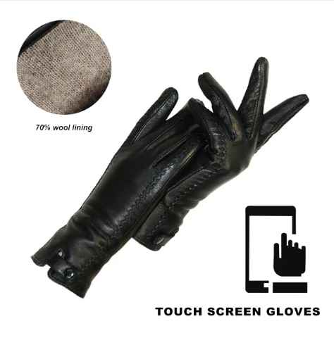 Vintage Leather Ladies Gloves - RetroGrove-S-Wol-The Livary