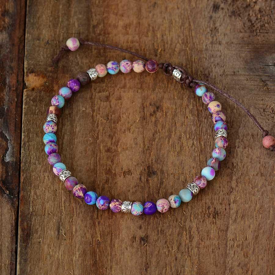 Energy Bracelet Jasper - Nyima-Purple-6.69 inches-The Livary