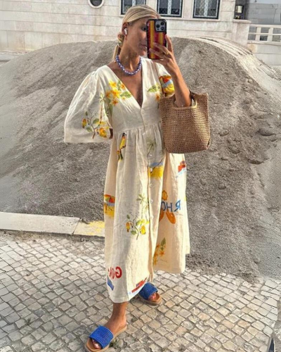 Oversized V-neck summer dress – Amara-S-The Livary