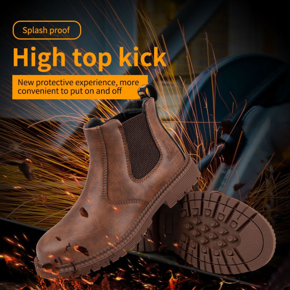 Waterproof Leather Work Boots - Sigvard-Camel-6.5-The Livary