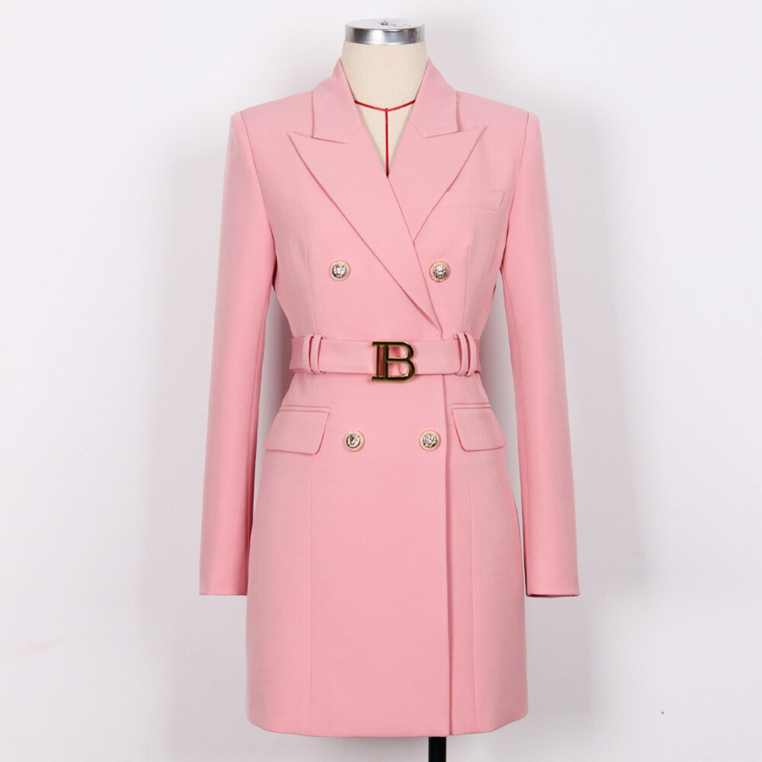 Stylish Plain Blazer Dress - Celeste-Light pink-S-The Livary