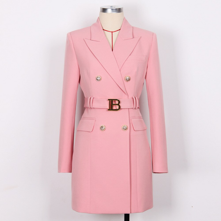 Stylish Plain Blazer Dress - Celeste-Light pink-S-The Livary