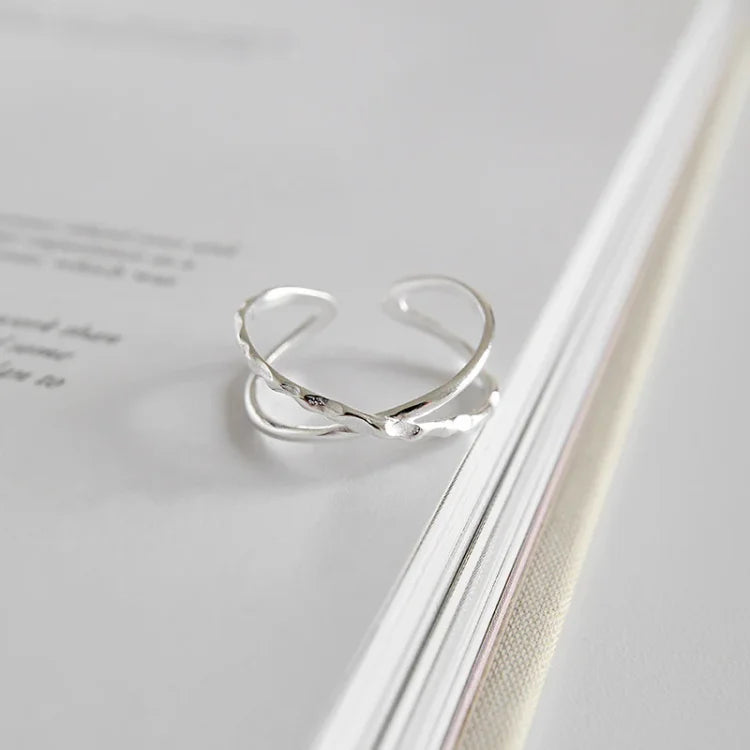 Adjustable Double Lines Ring - Lina-Crossed-The Livary