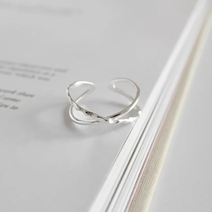 Adjustable Double Lines Ring - Lina-Crossed-The Livary