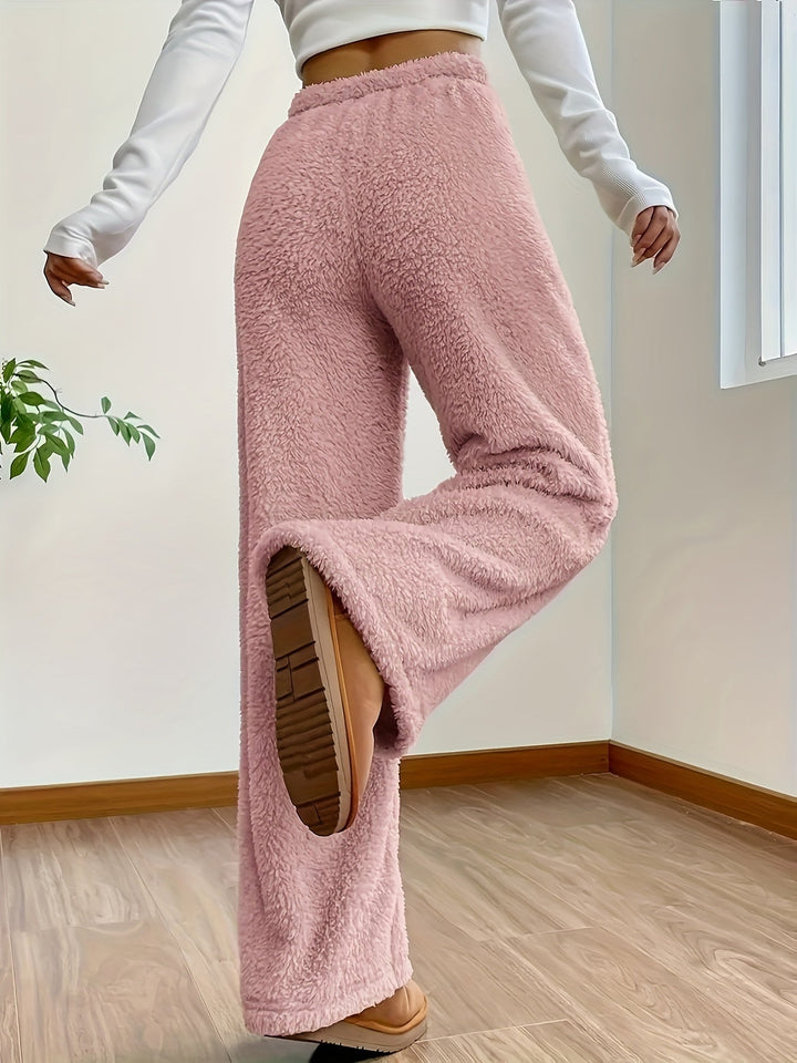 Soft Teddy Sherpa Lounge Pants for Ladies – Noémie-Beige-S-The Livary