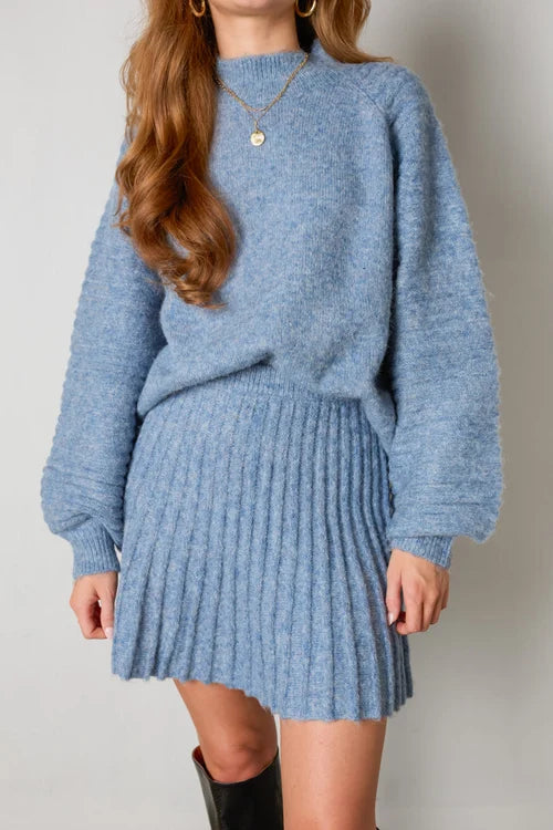 Trendy Pleated Sweater and Skirt Set - Isabella-Black-XS-The Livary